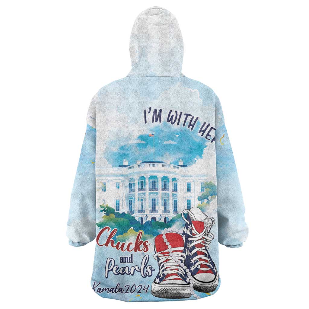 Chucks N Pearls 2024 Wearable Blanket Hoodie I'm With Her LT7