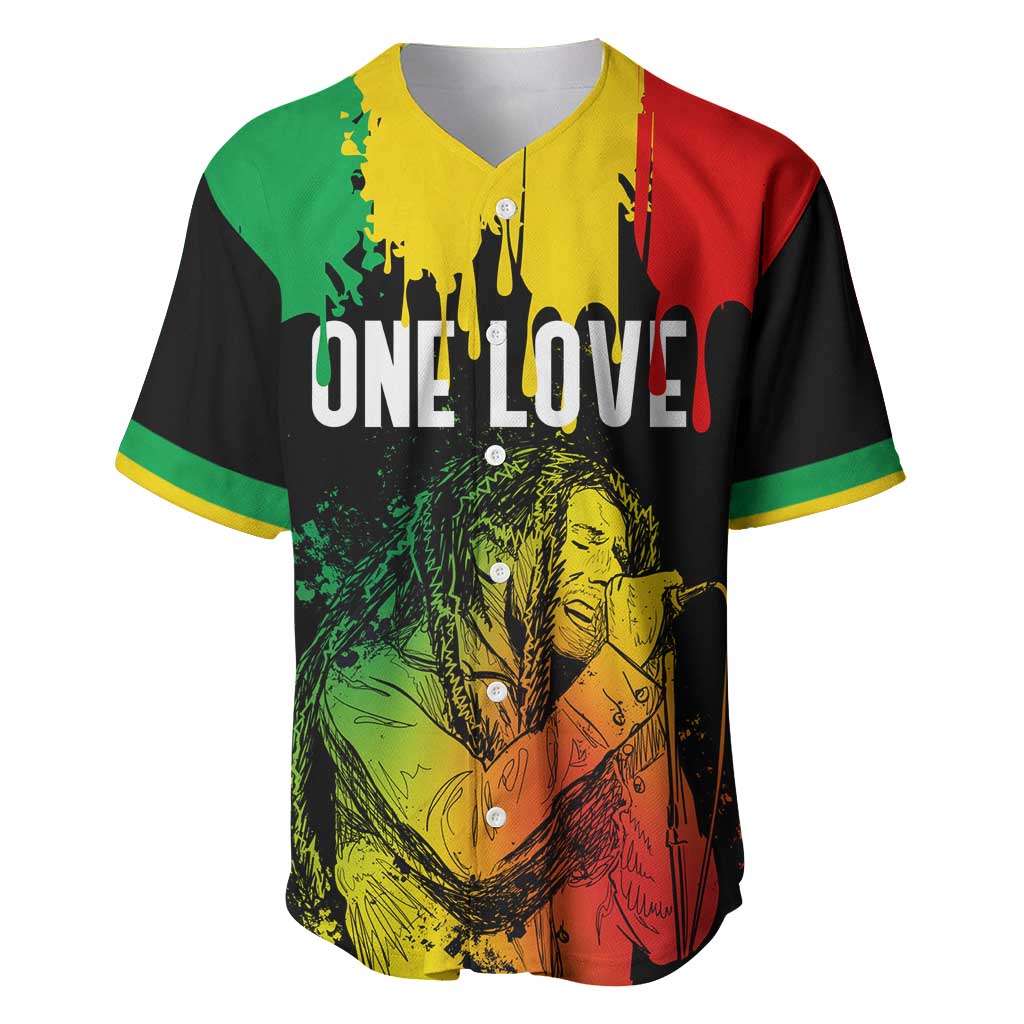 Jamaica Reggae King Baseball Jersey Sketch Style One Love LT7