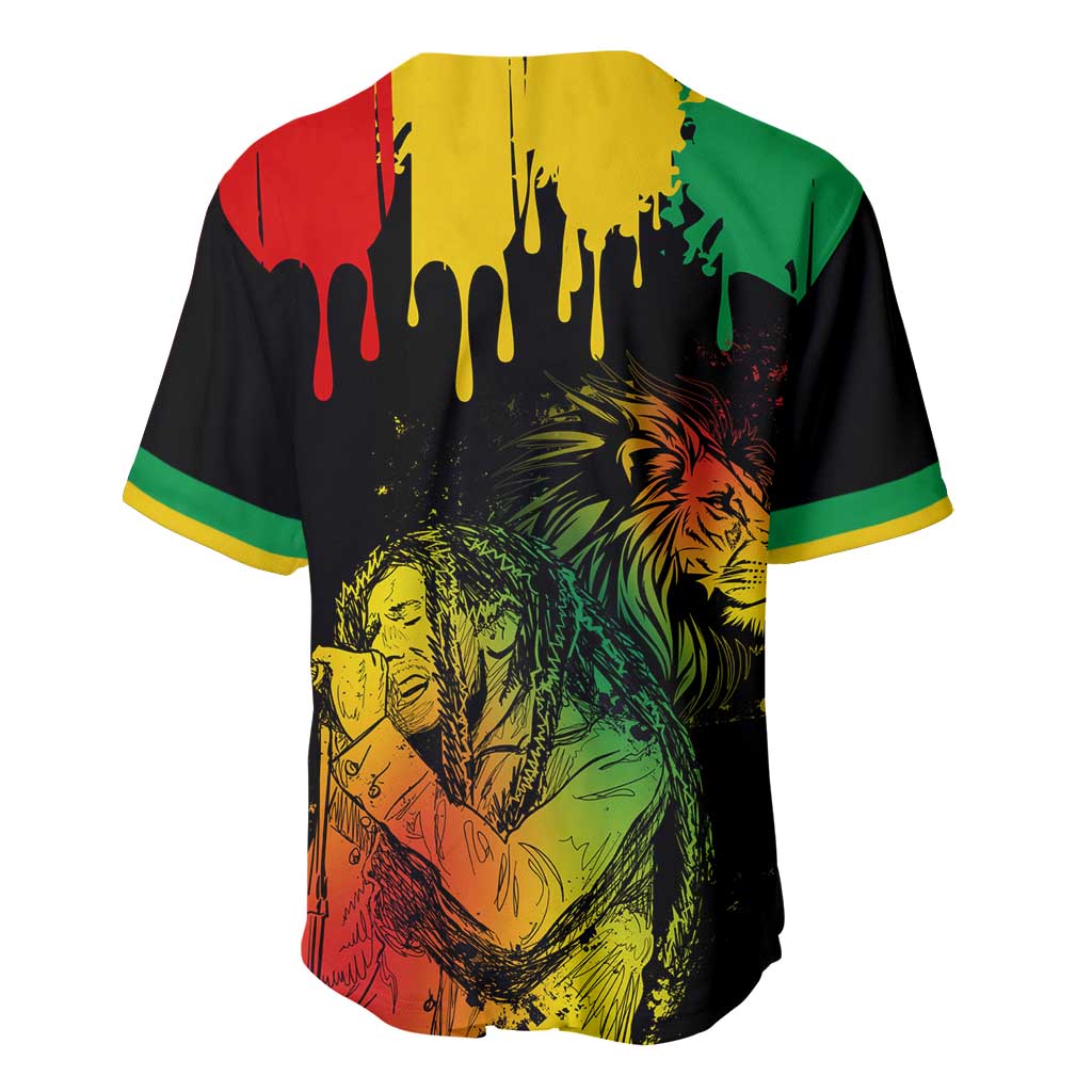 Jamaica Reggae King Baseball Jersey Sketch Style One Love LT7