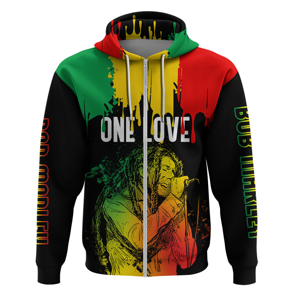 Jamaica Reggae Hoodie Legend Bob Sketch Style One Love LT7