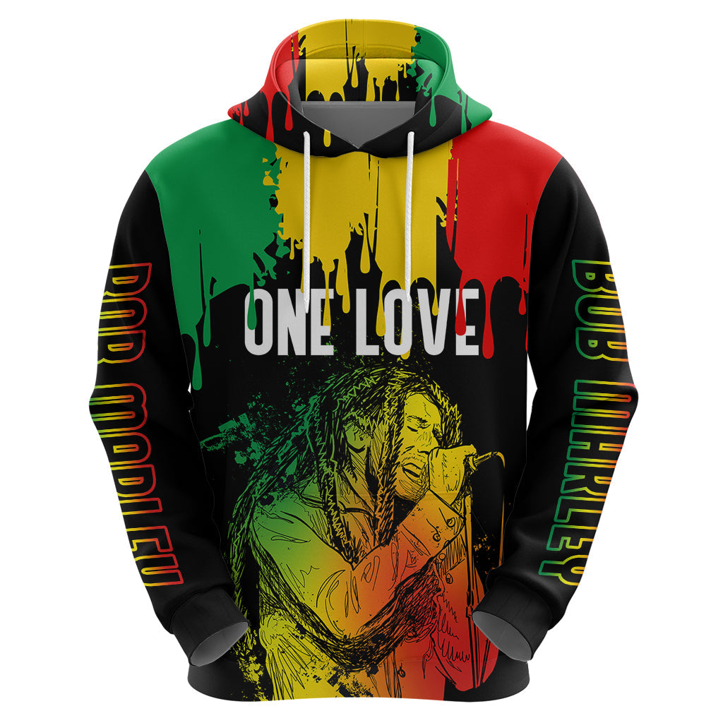 Jamaica Reggae Hoodie Legend Bob Sketch Style One Love LT7