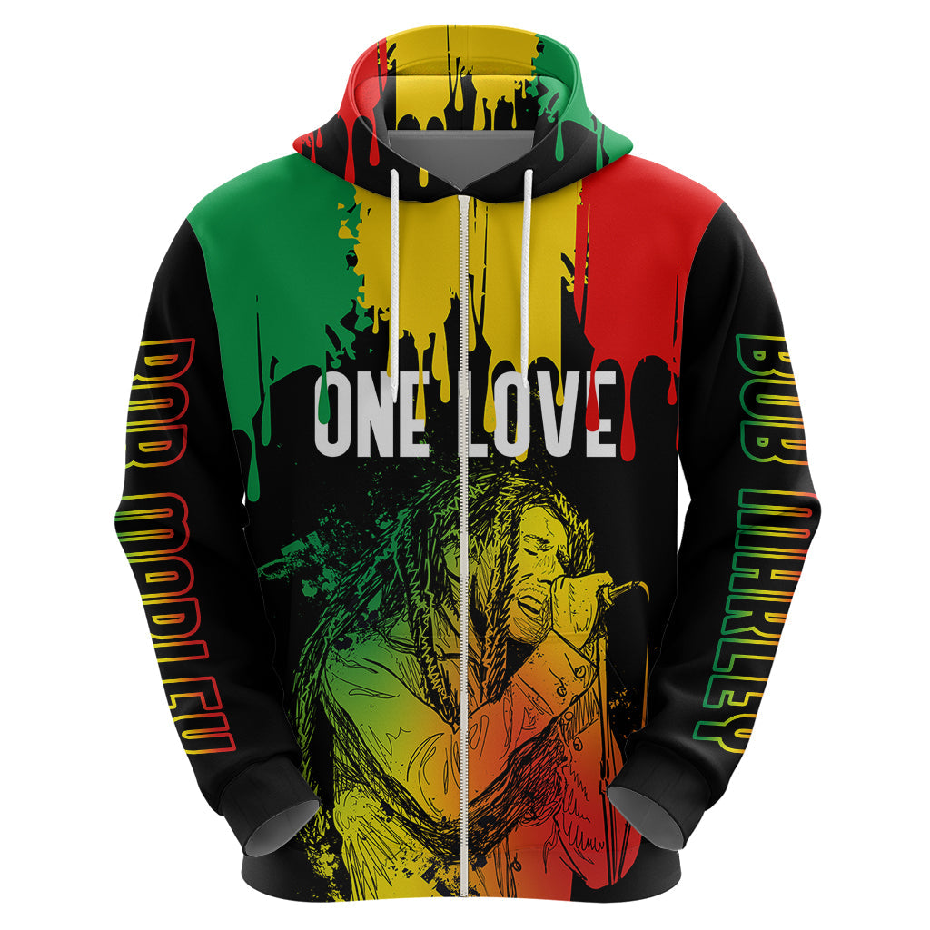 Jamaica Reggae Hoodie Legend Bob Sketch Style One Love LT7