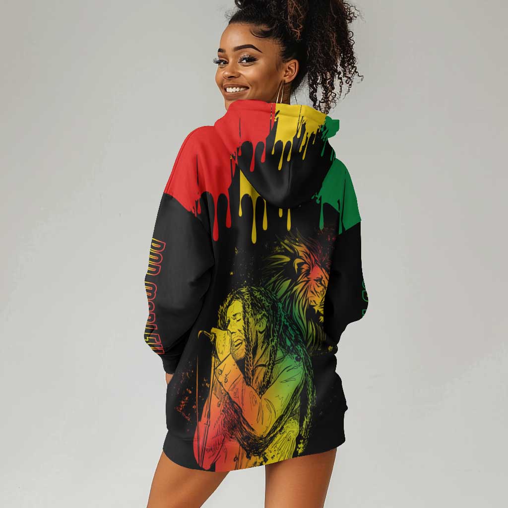 Jamaica Reggae King Hoodie Dress Sketch Style One Love LT7