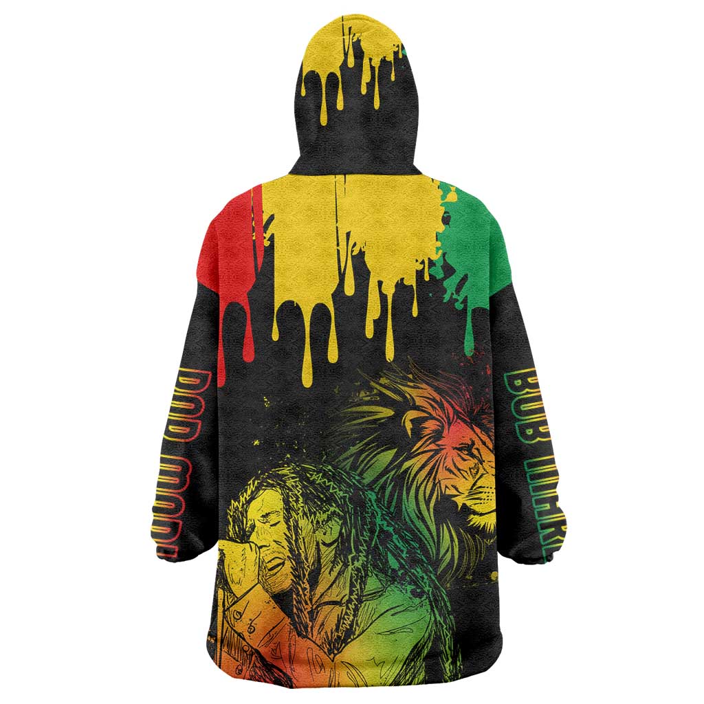 Jamaica Reggae King Wearable Blanket Hoodie Sketch Style One Love LT7