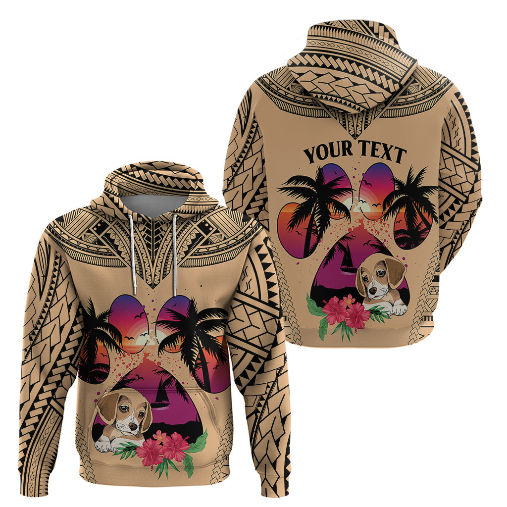 Personalised Polynesian Hoodie Dog Lover With Beagle - Sunset At The Beach LT7