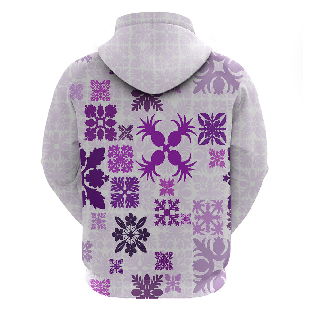 Vintage Hawaii Hoodie Hawaiian Quilt Kapa Mismatch Purple LT7