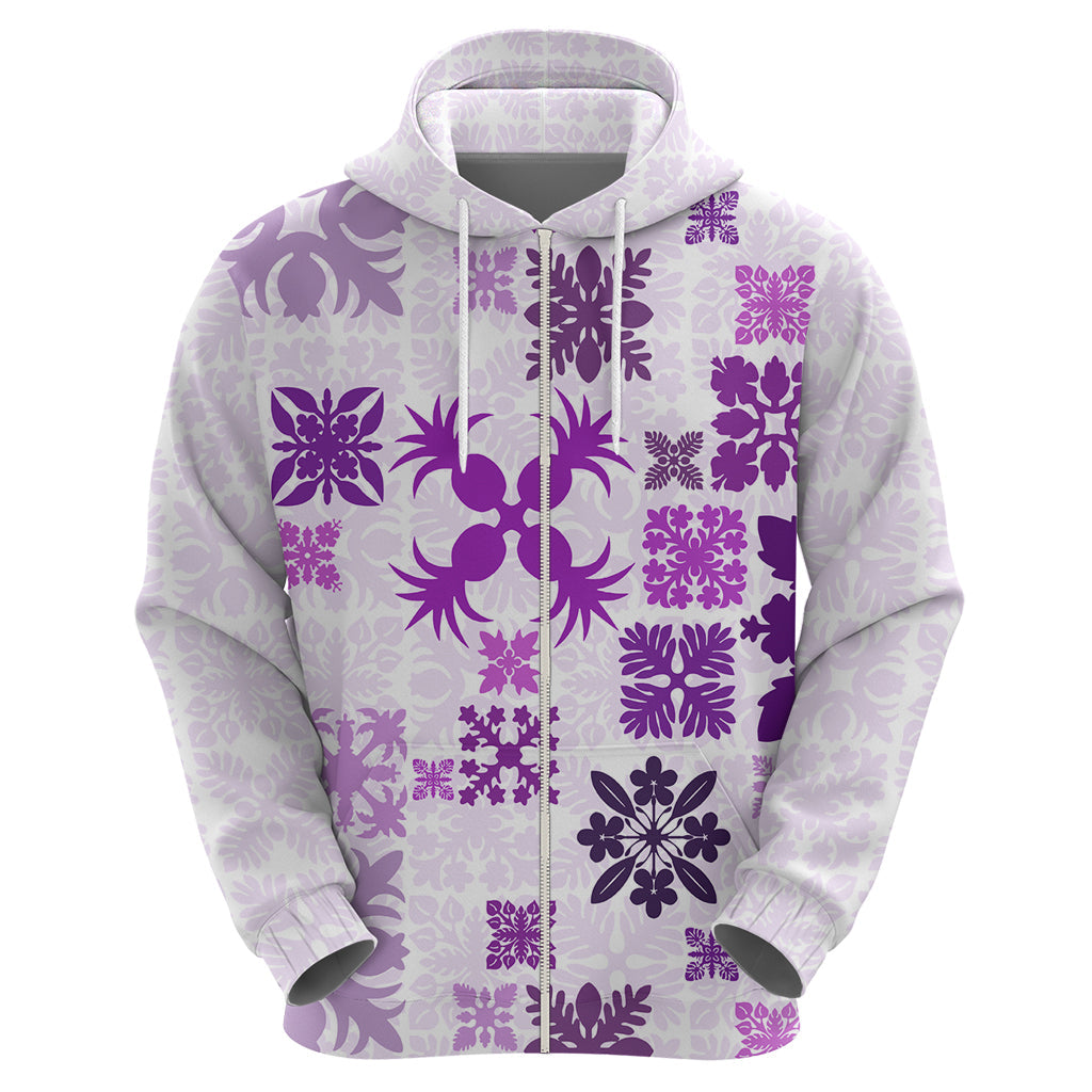 Vintage Hawaii Hoodie Hawaiian Quilt Kapa Mismatch Purple LT7
