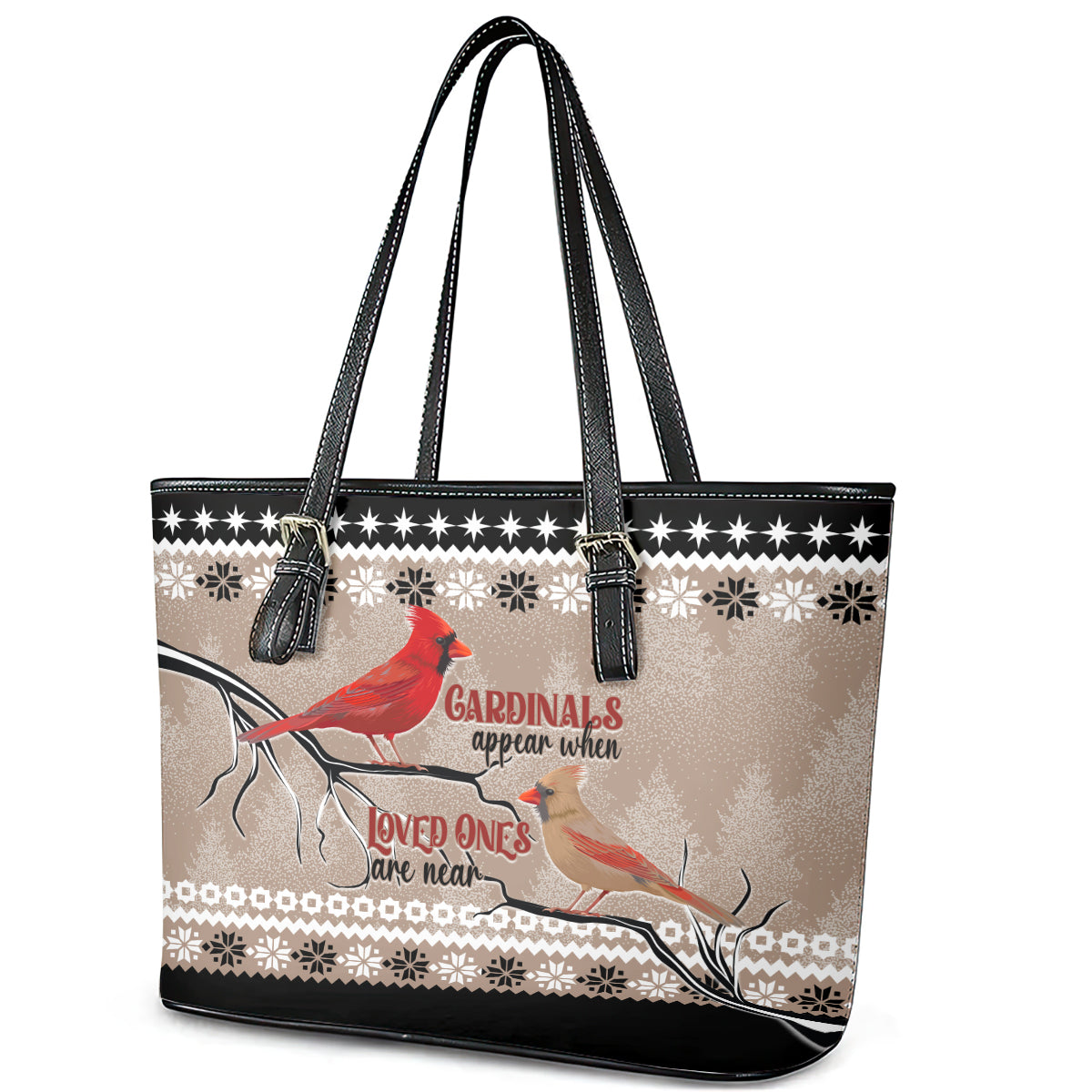 Christmas Cardinal Birds Leather Tote Bag Cardinals Appear When Loved Ones Are Near LT7