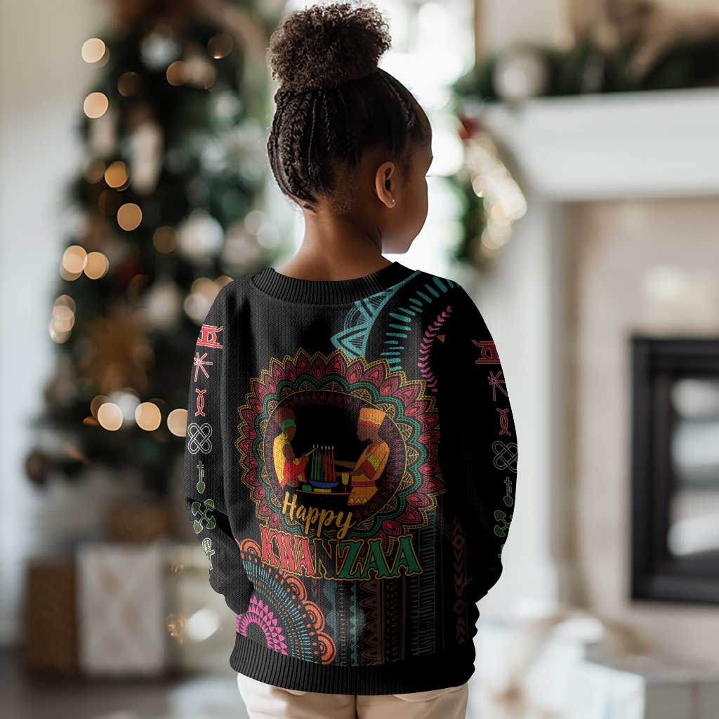Happy Kwanzaa African Kid Ugly Christmas Sweater Mandala Mix Nguzo Saba LT7