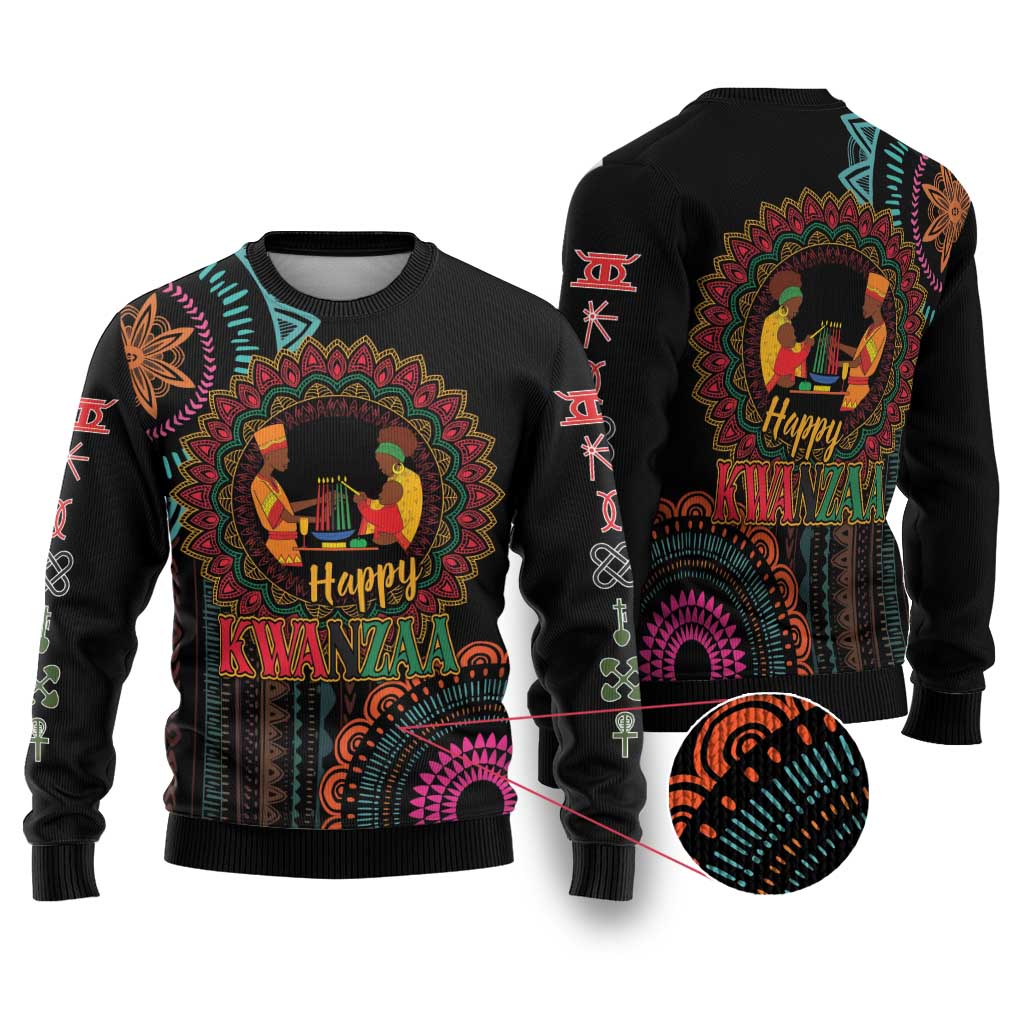 Happy Kwanzaa African Ugly Christmas Sweater Mandala Mix Nguzo Saba LT7