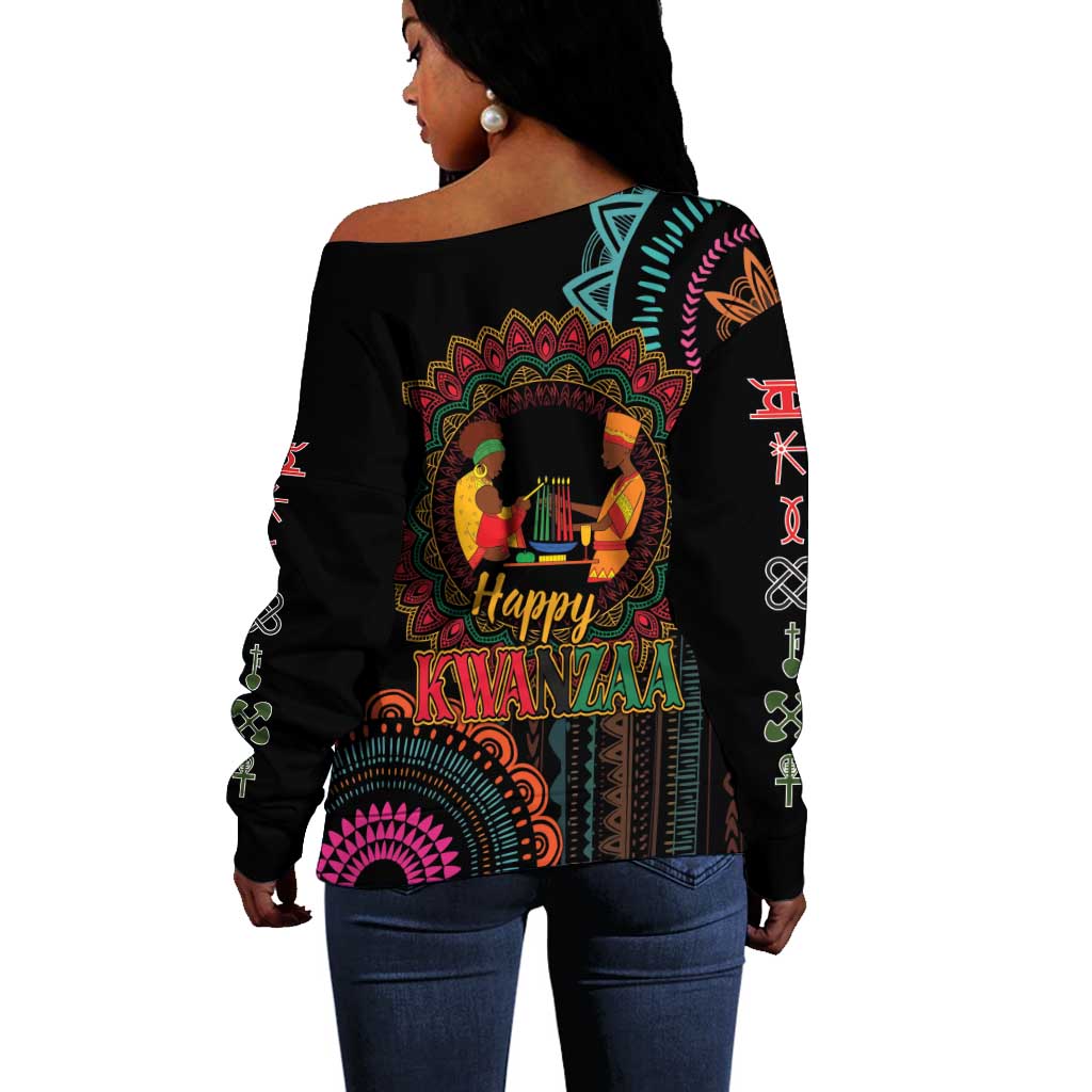 Africa Happy Kwanzaa Off Shoulder Sweater Nguzo Saba LT7