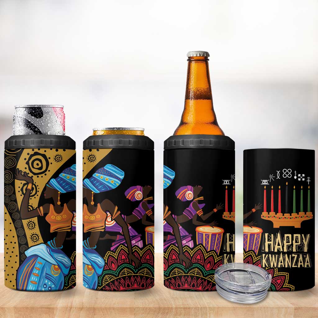 Africa Happy Kwanzaa 4 in 1 Can Cooler Tumbler Tribal Dance LT7