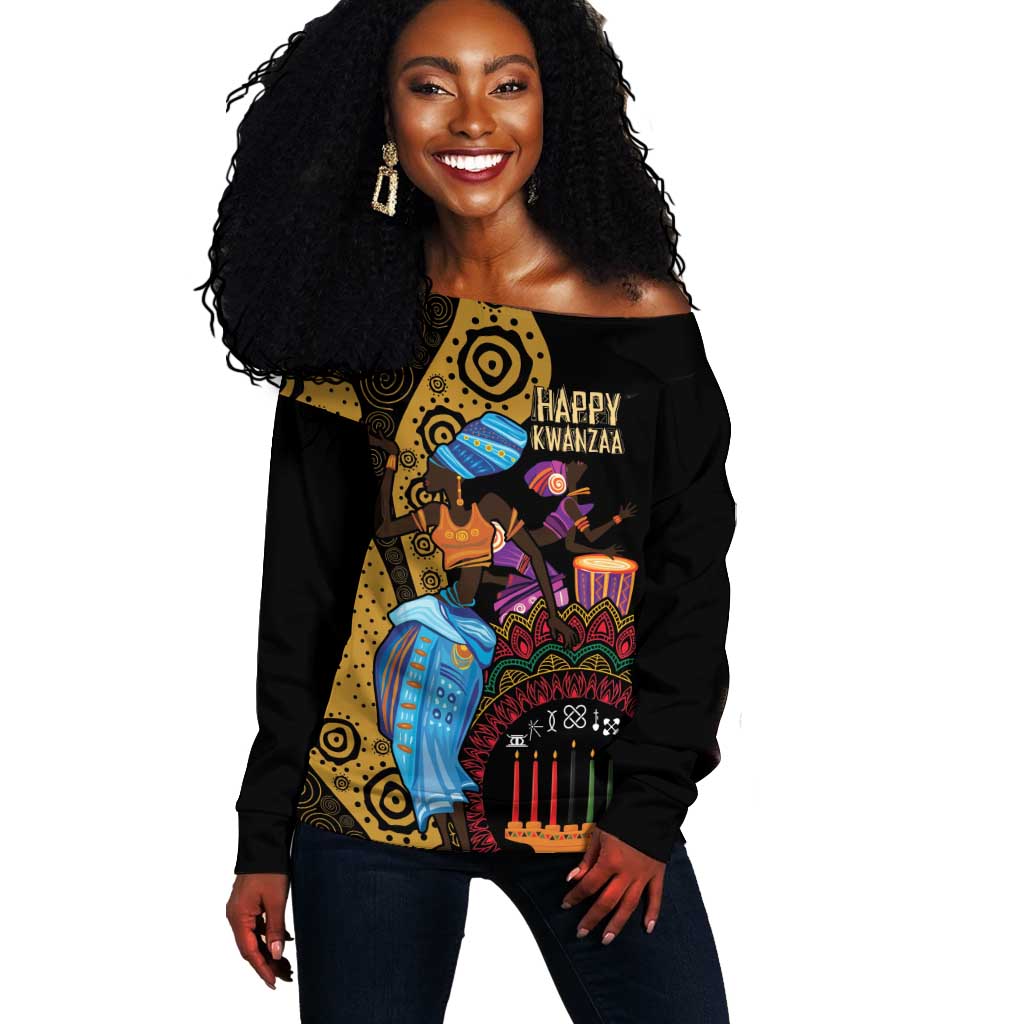 Africa Happy Kwanzaa Off Shoulder Sweater Tribal Dance LT7