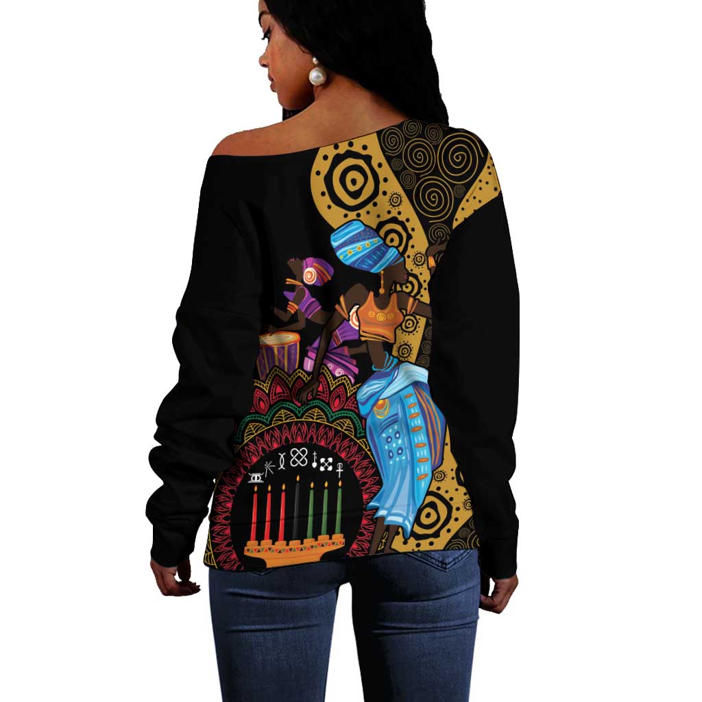 Africa Happy Kwanzaa Off Shoulder Sweater Tribal Dance LT7