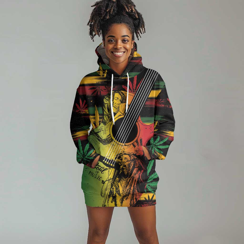 Personalised Afro Reggae Hoodie Dress Soul of Music Sketch Style LT7