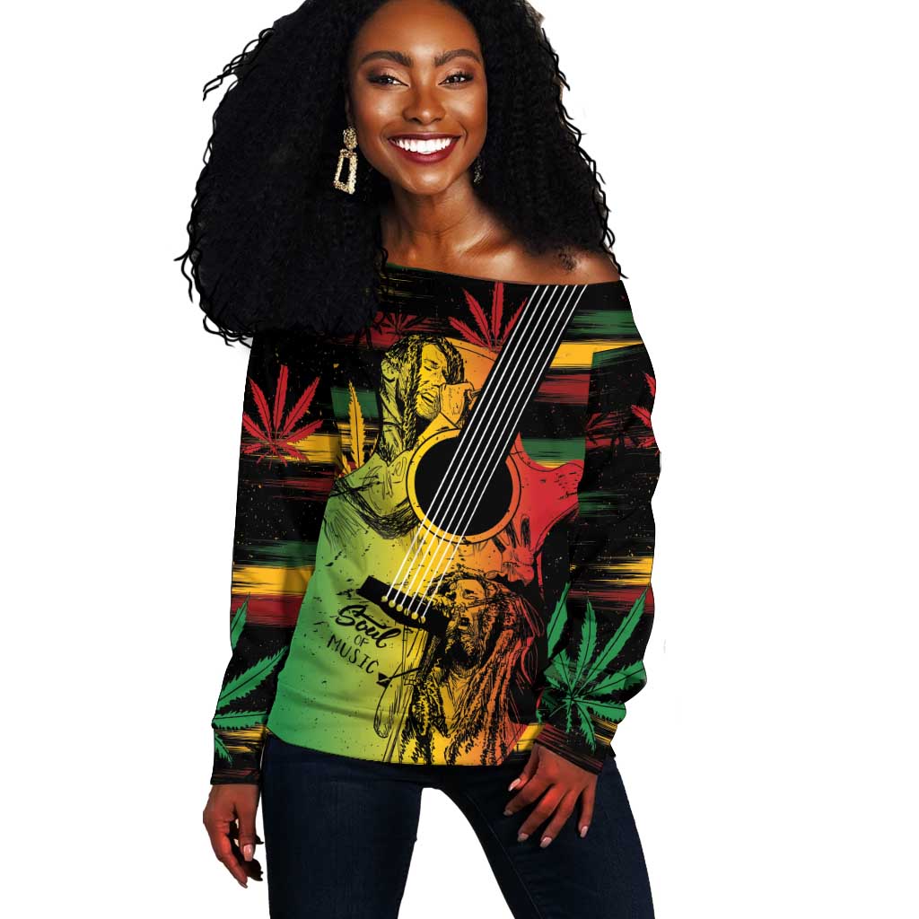 Personalised Afro Reggae Off Shoulder Sweater Soul of Music Sketch Style LT7