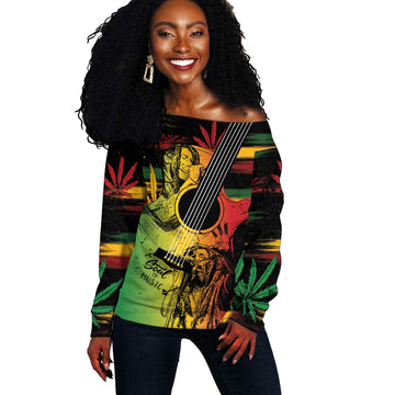 Personalised Afro Reggae Off Shoulder Sweater Soul of Music Sketch Style LT7