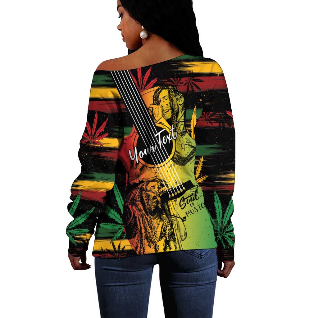 Personalised Afro Reggae Off Shoulder Sweater Soul of Music Sketch Style LT7
