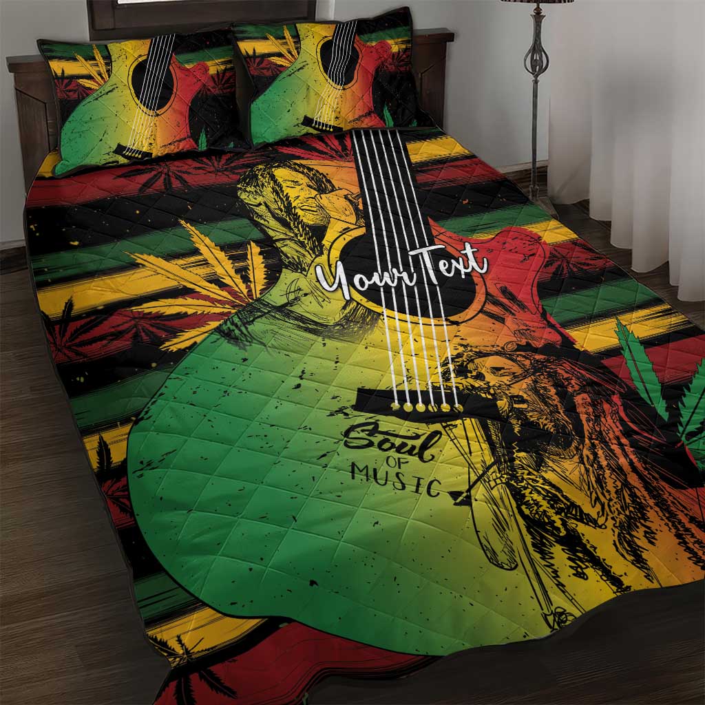 Personalised Afro Reggae Quilt Bed Set Soul of Music Sketch Style LT7
