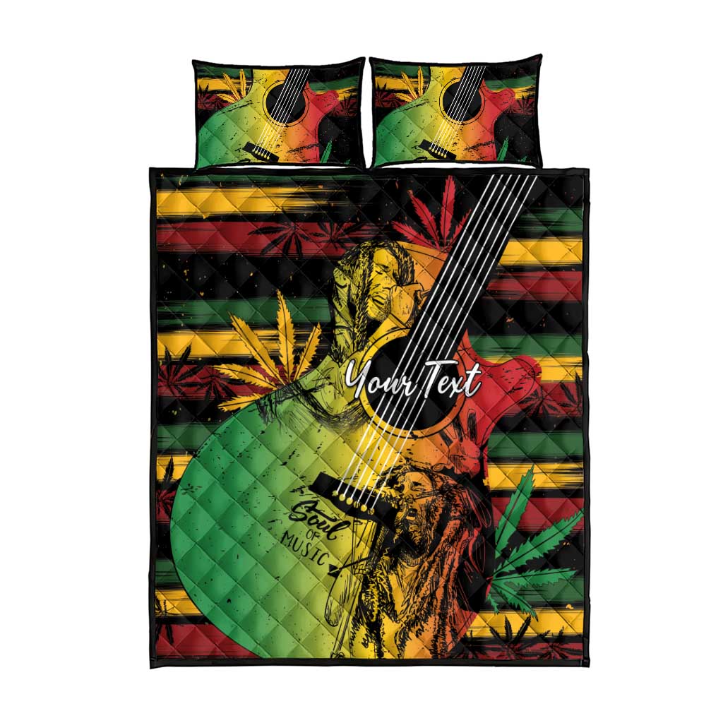 Personalised Afro Reggae Quilt Bed Set Soul of Music Sketch Style LT7