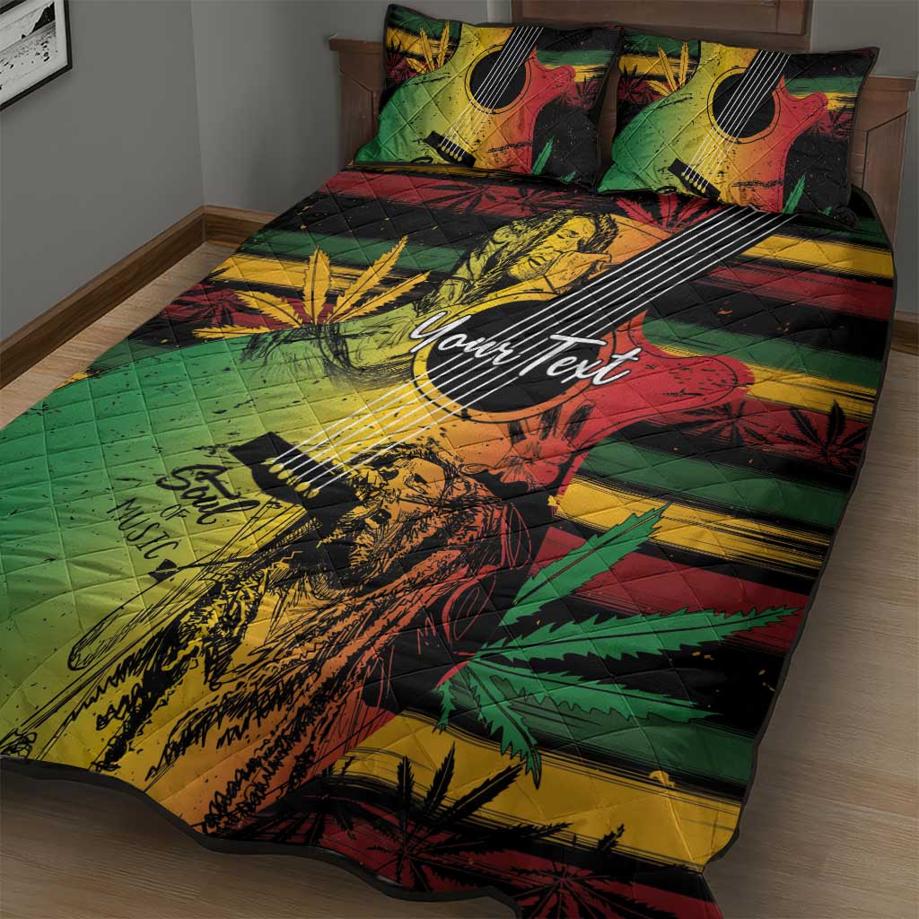 Personalised Afro Reggae Quilt Bed Set Soul of Music Sketch Style LT7