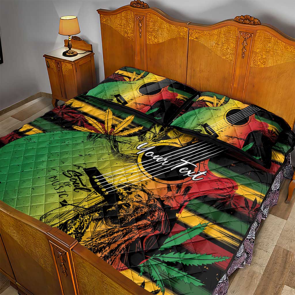 Personalised Afro Reggae Quilt Bed Set Soul of Music Sketch Style LT7