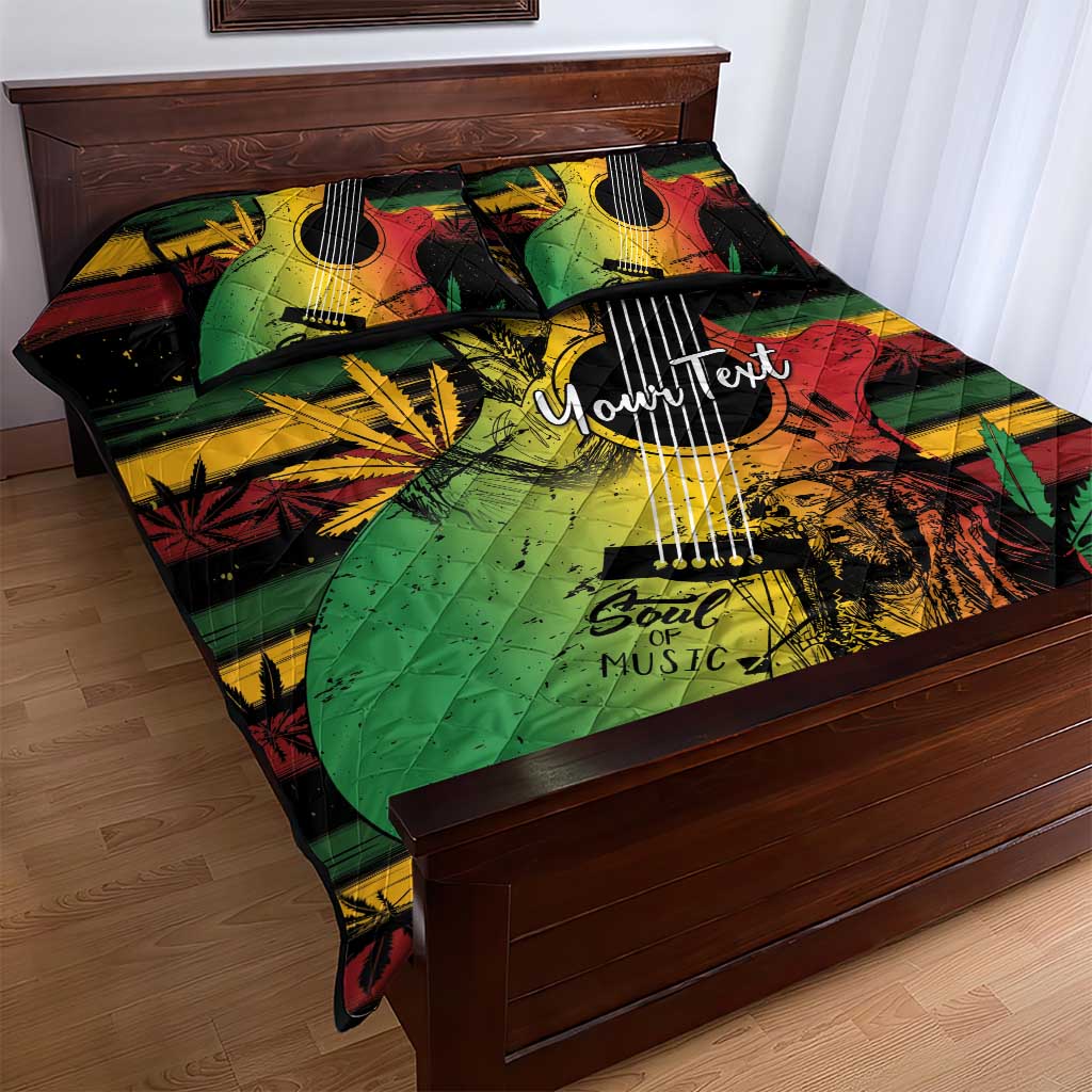 Personalised Afro Reggae Quilt Bed Set Soul of Music Sketch Style LT7