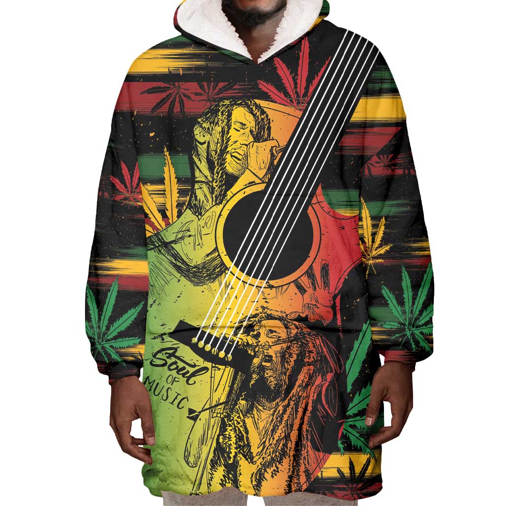 Personalised Afro Reggae Wearable Blanket Hoodie Soul of Music Sketch Style LT7