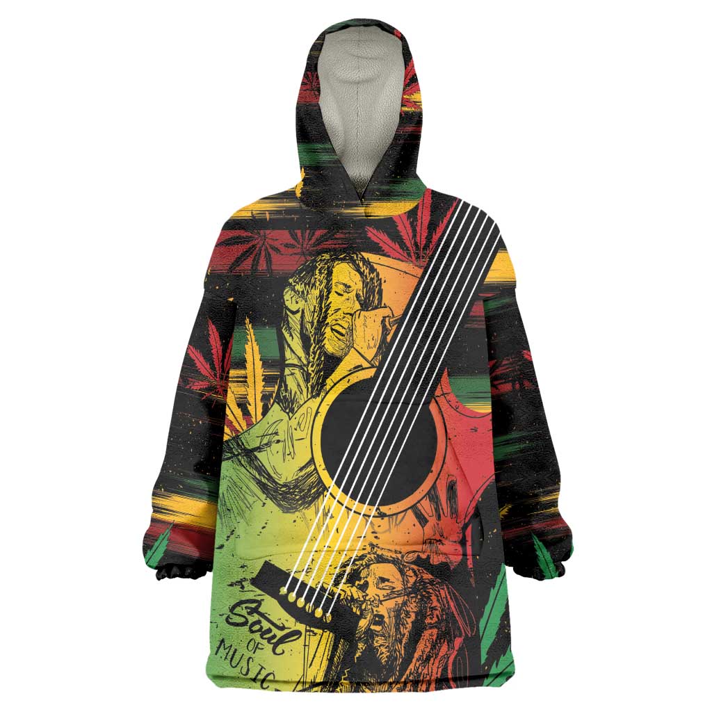 Personalised Afro Reggae Wearable Blanket Hoodie Soul of Music Sketch Style LT7