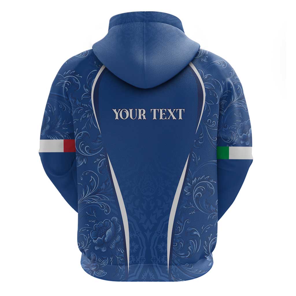 Italy Rugby Personalized Hoodie Azzurro Savoia - Renaissance Inspired LT7