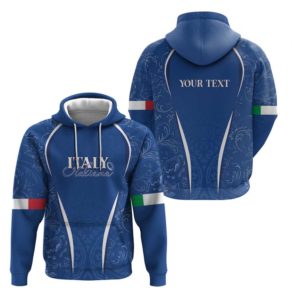 Italy Rugby Personalized Hoodie Azzurro Savoia - Renaissance Inspired LT7