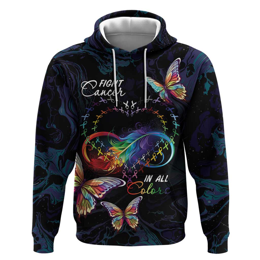 Fight Cancer In All Colors Hoodie Whimsical Butterflies LT7