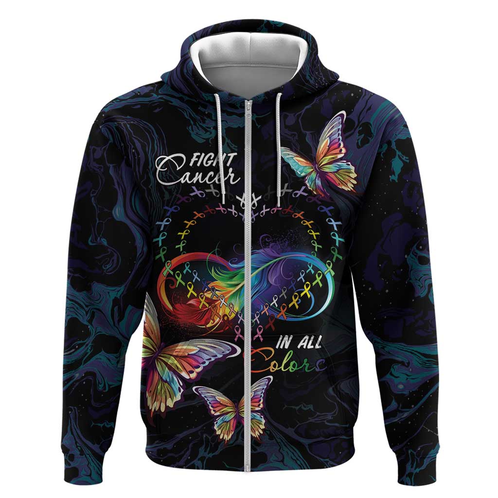 Fight Cancer In All Colors Hoodie Whimsical Butterflies LT7