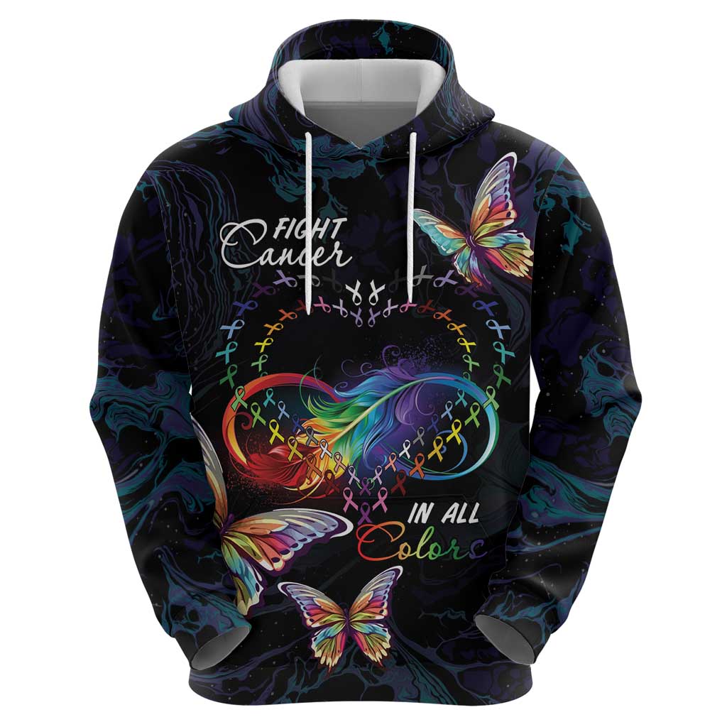 Fight Cancer In All Colors Hoodie Whimsical Butterflies LT7