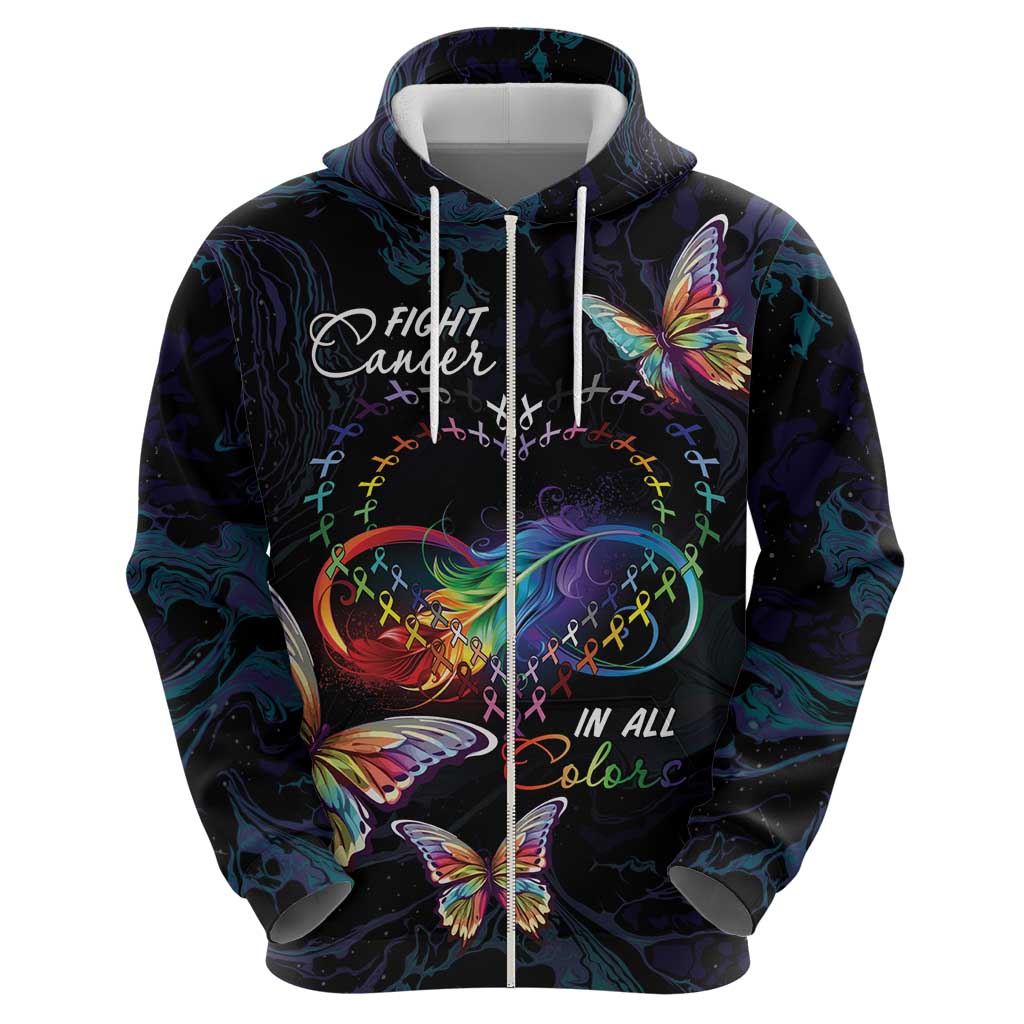 Fight Cancer In All Colors Hoodie Whimsical Butterflies LT7