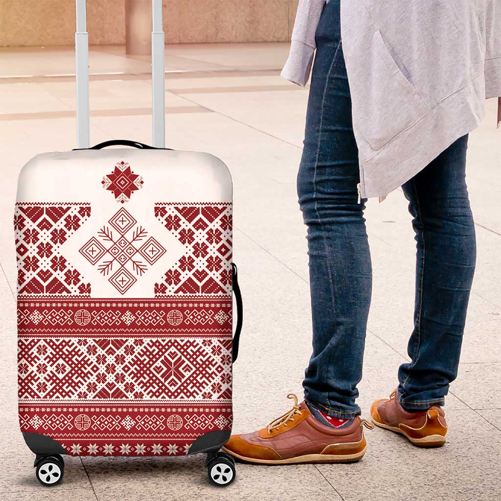 Latvia Jani Midsummer Luggage Cover Red White Latvijas Auseklis LT7