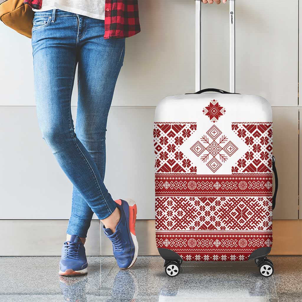 Latvia Jani Midsummer Luggage Cover Red White Latvijas Auseklis LT7