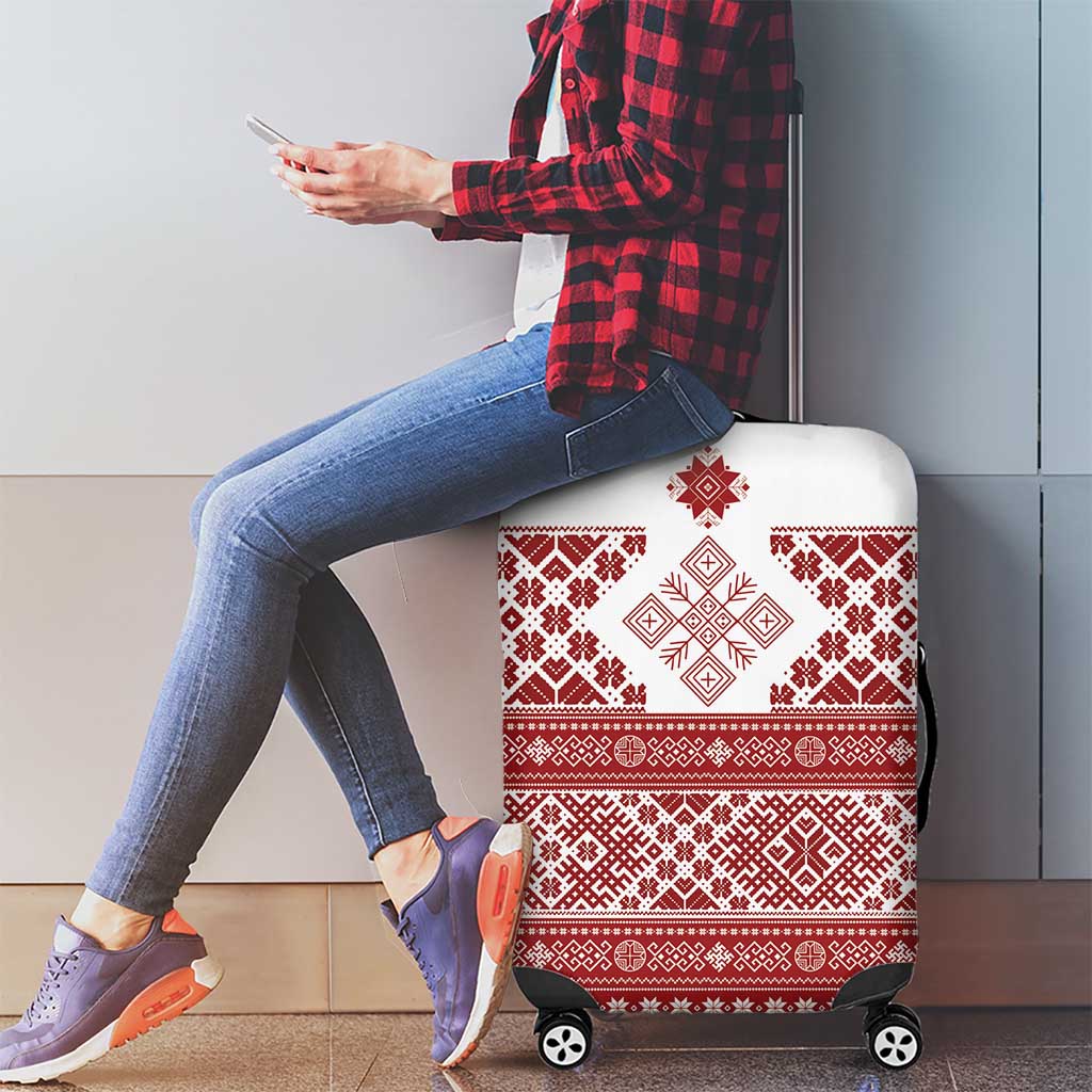 Latvia Jani Midsummer Luggage Cover Red White Latvijas Auseklis LT7