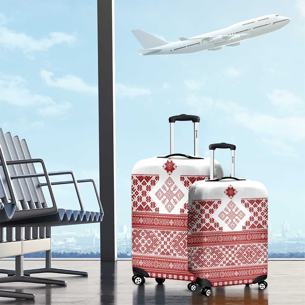 Latvia Jani Midsummer Luggage Cover Red White Latvijas Auseklis LT7