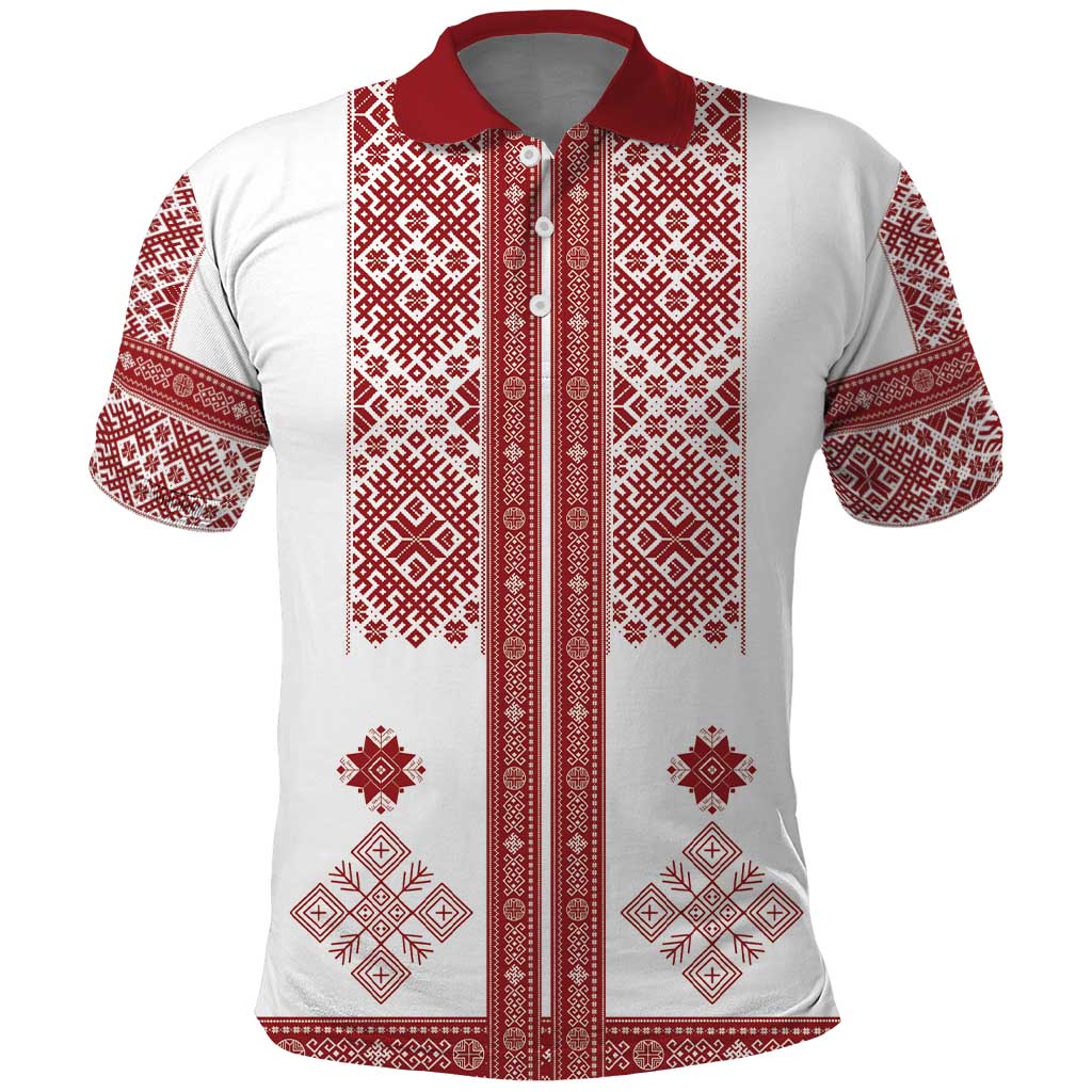 Latvia Jani Midsummer Polo Shirt Red White Latvijas Auseklis LT7