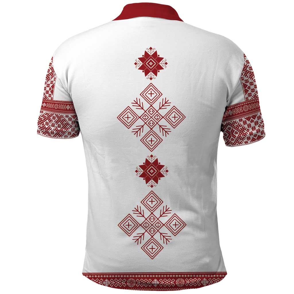 Latvia Jani Midsummer Polo Shirt Red White Latvijas Auseklis LT7