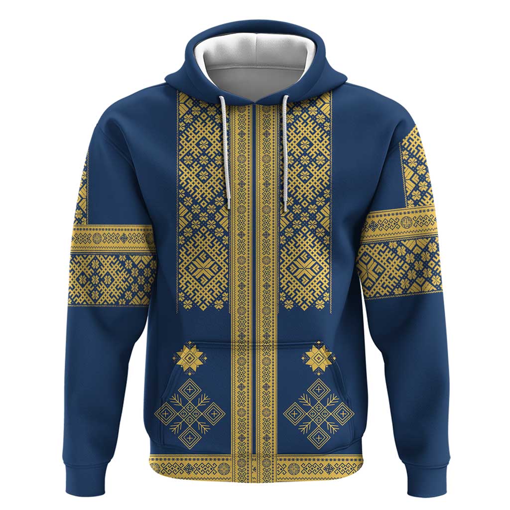 Latvia Jani Midsummer Hoodie Blue Gold Latvijas Auseklis LT7