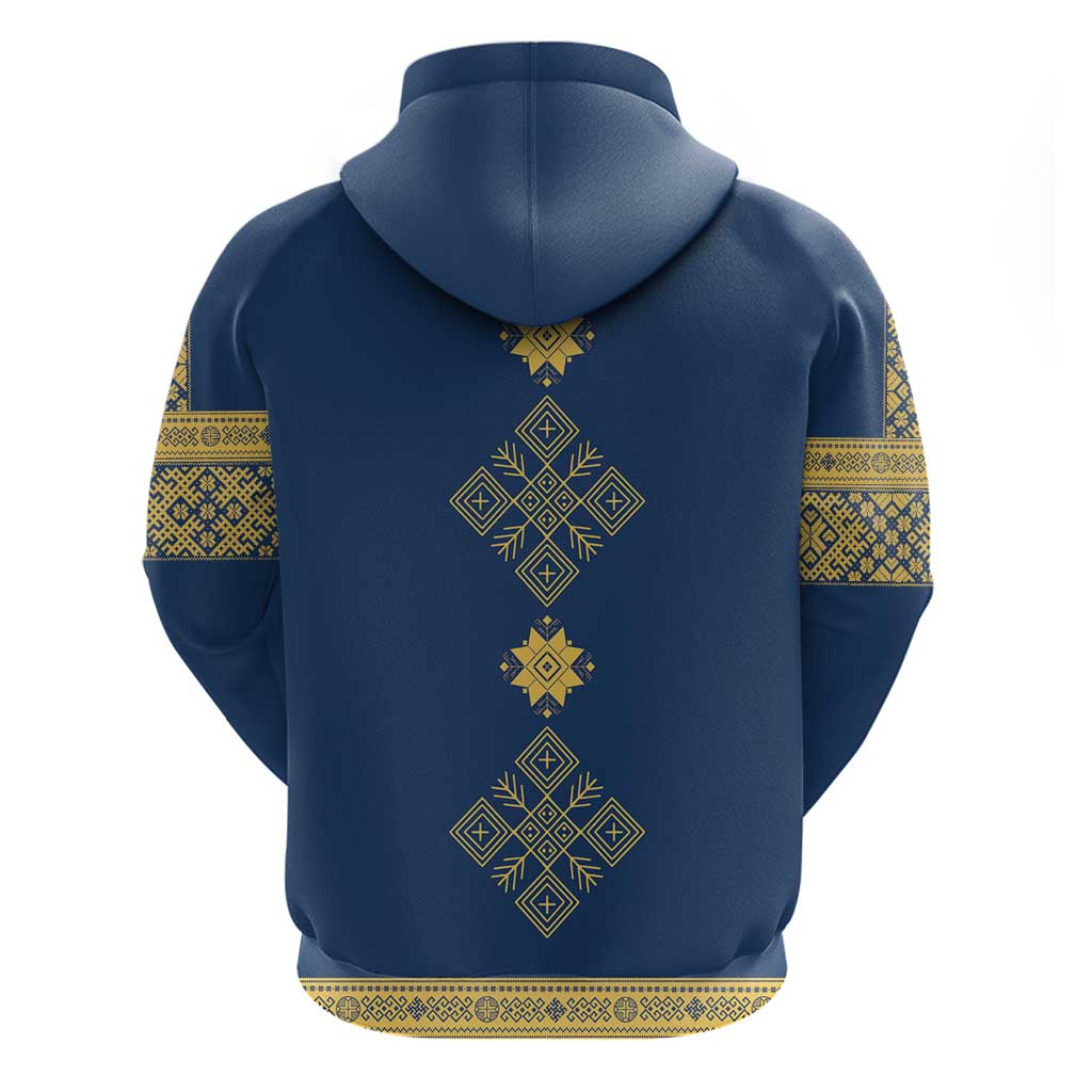 Latvia Jani Midsummer Hoodie Blue Gold Latvijas Auseklis LT7