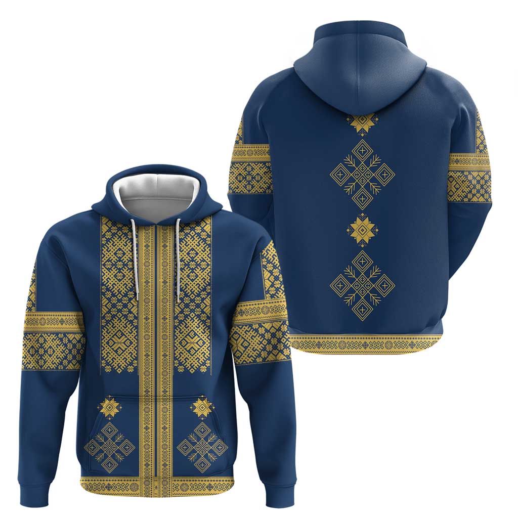 Latvia Jani Midsummer Hoodie Blue Gold Latvijas Auseklis LT7