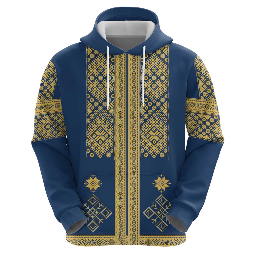 Latvia Jani Midsummer Hoodie Blue Gold Latvijas Auseklis LT7