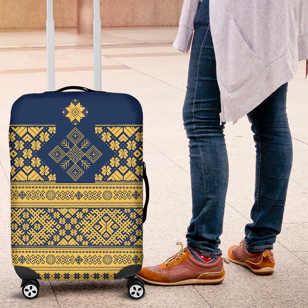 Latvia Jani Midsummer Luggage Cover Blue Gold Latvijas Auseklis LT7