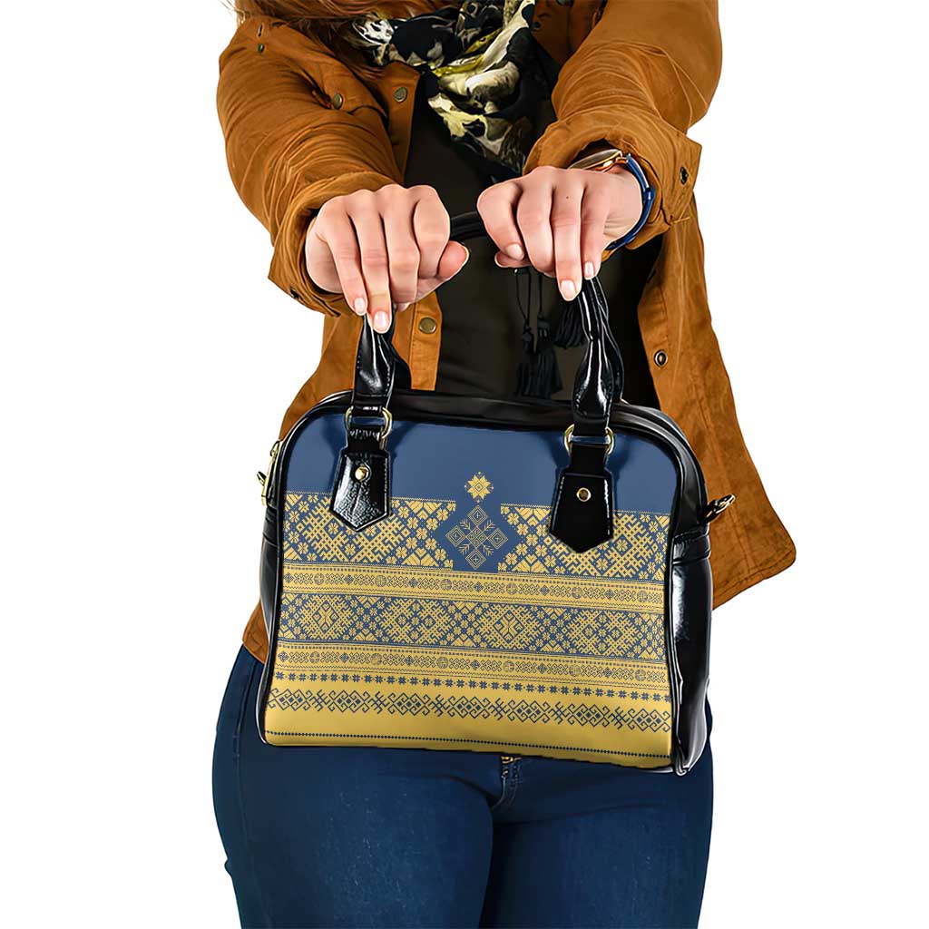 Latvia Jani Midsummer Shoulder Handbag Blue Gold Latvijas Auseklis LT7
