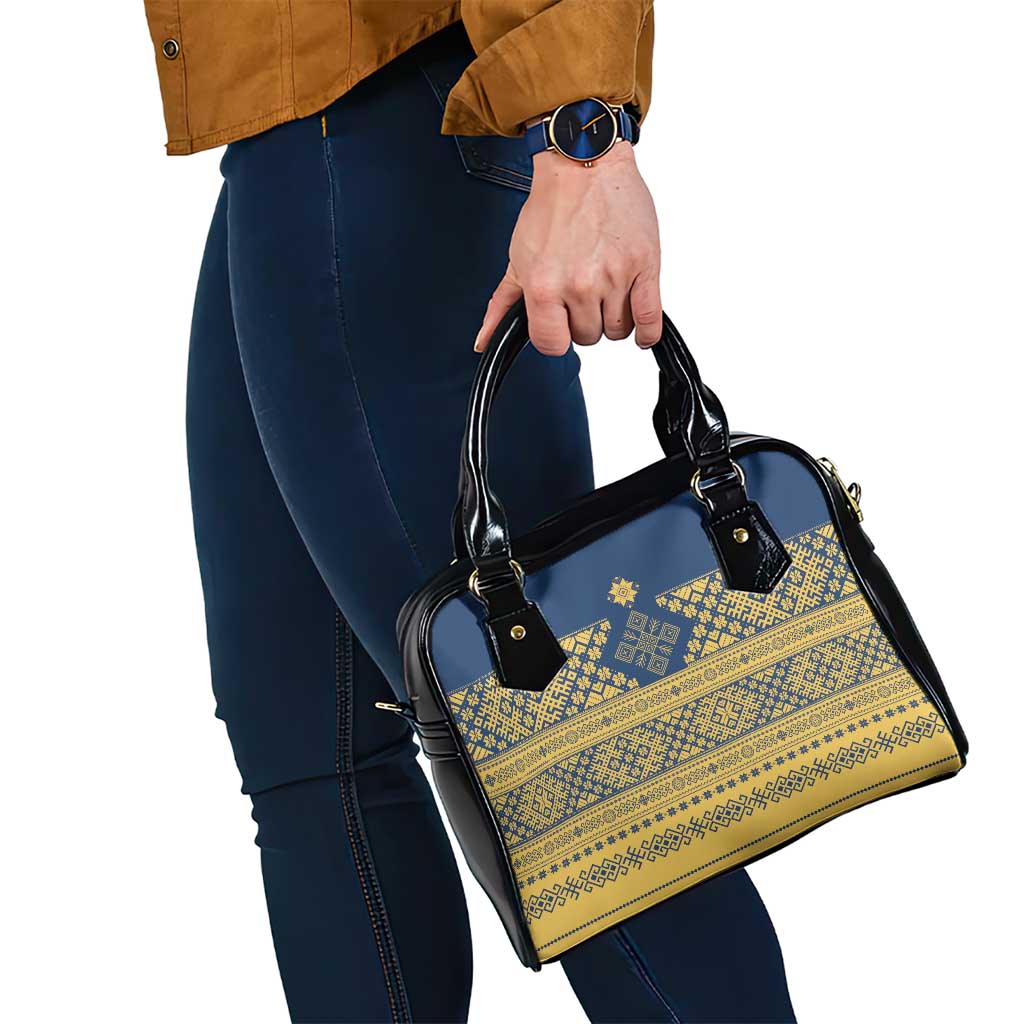Latvia Jani Midsummer Shoulder Handbag Blue Gold Latvijas Auseklis LT7