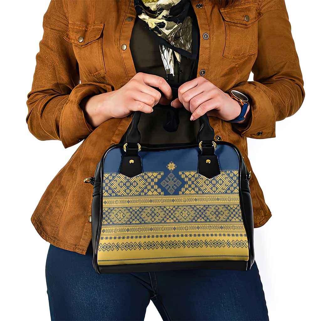 Latvia Jani Midsummer Shoulder Handbag Blue Gold Latvijas Auseklis LT7
