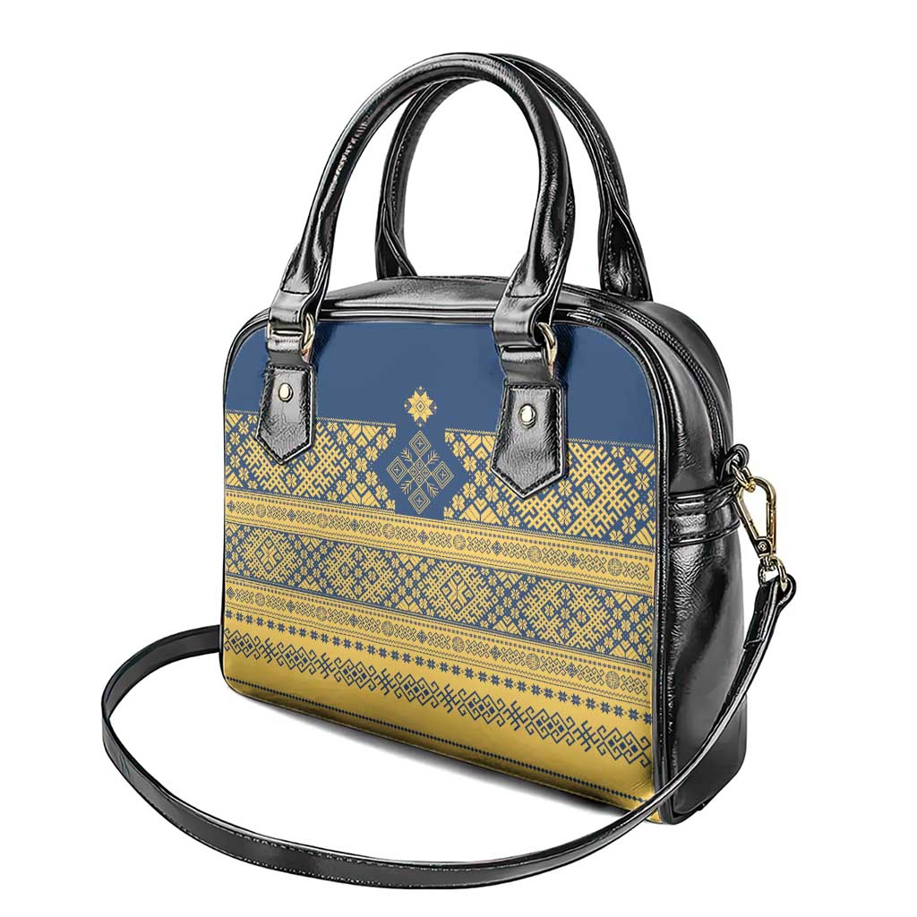 Latvia Jani Midsummer Shoulder Handbag Blue Gold Latvijas Auseklis LT7